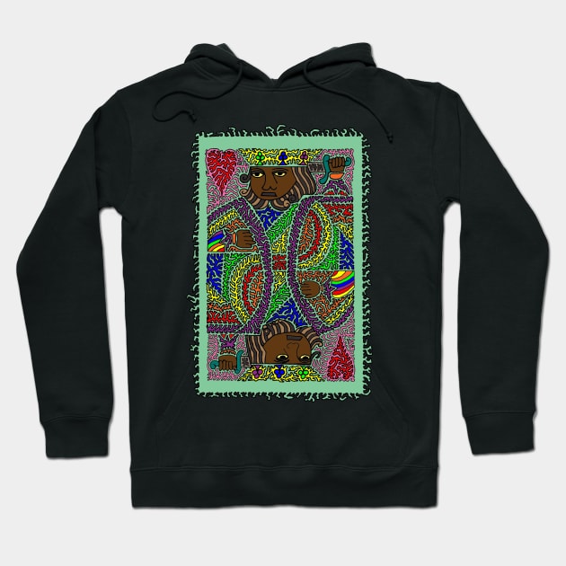 King of Hearts - Rainbow Edition Hoodie by NightserFineArts